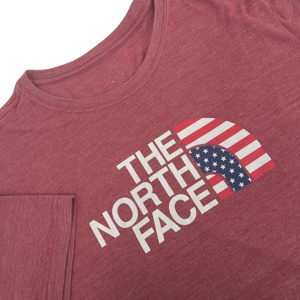 THE NORTH FACE Men's L* Red USA American Flag Graphic Print Short-Sleeve T-Shirt